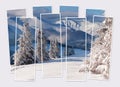 Isolated eight frames collage of picture of Carpathian mountains.
