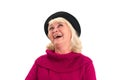 Isolated elderly female laughing. Royalty Free Stock Photo