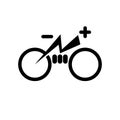 Isolated electric city bike symbol icon. Trekking e-bike line silhouette with electricity flash lighting thunderbolt sign. Designa Royalty Free Stock Photo