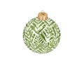 Isolated elegance green Christmas decorative ball on white background