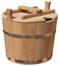 Isolated elegant handmade wooden bucket