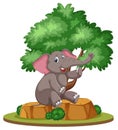 Isolated elephant under the tree