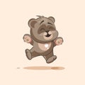 Isolated Emoji character cartoon Bear jumping for joy, happy sticker emoticon