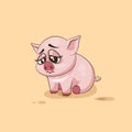 Isolated Emoji character cartoon Pig sad and frustrated sticker emoticon