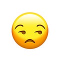 Isolated emoji yellow gloss, upset face icon