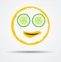 Isolated Emoticon with cosmetic mask in a flat design.