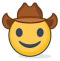 Isolated emoticon wearing cowboy hat. Isolated emoticon.