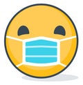 Isolated emoticon wearing medical mask. Isolated emoticon.