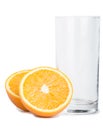 Isolated empty glass with orange