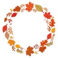 Isolated empty rounded label made by autumn leaves Vector