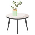 Isolated end table with vase. Vector illustration