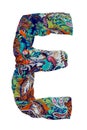 Isolated English alphabet is made of fabric with floral print