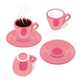 Isolated espresso cups and saucers