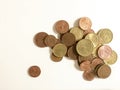 Isolated euro coins Royalty Free Stock Photo