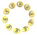 Isolated euro golden coin symbol on white
