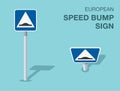 Isolated european speed bump sign. Front and top view. Royalty Free Stock Photo