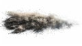 isolated explosion creates a cloud of smoke and debris, rising and dispersing against a stark white backdrop Royalty Free Stock Photo