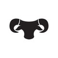 Isolated face black spiral horn goat logo design, vector graphic symbol icon illustration creative idea
