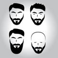 Isolated face with mustache, beard, hair vector logo set. Men barber shop emblem. Royalty Free Stock Photo
