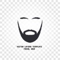 Isolated face with mustache and beard vector logo. Men barber shop emblem.