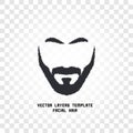 Isolated face with mustache and beard vector logo. Men barber shop emblem.