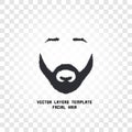 Isolated face with mustache and beard vector logo. Men barber shop emblem.