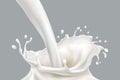 Isolated falling milk splash, pouring white paint Royalty Free Stock Photo