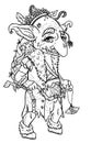 Isolated fantasy character, kind fairytale goblin wizard with big nose and pointed ear