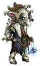 Isolated fantasy character, kind fairytale goblin wizard with big nose and pointed ears,