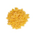 Isolated farfalle pasta on white background. Top view