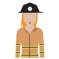 Isolated female firefighter avatar