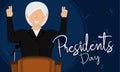 Isolated female president character on dais President day Vector