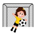 Isolated female soccer goalkeeper