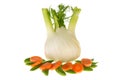 Isolated fennel with sugar snaps and carrots