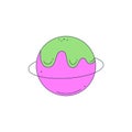 Isolated fictional abstract colorful planet on white background. Pink and green colors. Space object in surrealistic Royalty Free Stock Photo