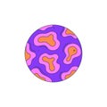 Isolated fictional abstract colorful spotted planet on white background. Purple and pink colors. Space object in