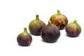Isolated figs. One and a half fresh fig fruits isolated on white background 1 Royalty Free Stock Photo