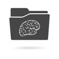 Isolated file folder icon with a brain