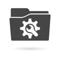 Isolated file folder icon with a gear