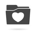 Isolated file folder icon with a heart