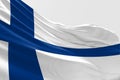 Isolated Finland Flag waving, 3D Realistic Finland Flag Rendered