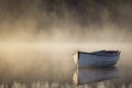 An isolated fishing boat on loch Rusky Scotland