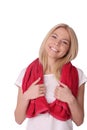 Isolated fitness woman portrait with towel