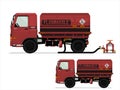 Isolated flammable liquid truck on white background