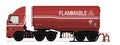 Isolated flammable semi trailer truck with pipe on white background