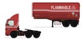 Isolated flammable semi trailer truck on white background