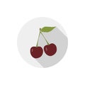 Isolated flat icon of vegetarian eating berries on a white background. Ripe red cherry . Vector Royalty Free Stock Photo