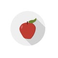 Isolated flat icon of vegetarian food fruits on white background. Ripe red Apple. Vector Royalty Free Stock Photo
