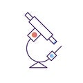 Isolated flat line school microscope icon. School Biology Equipment.