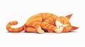 Isolated flat modern illustration of a cute cat sleeping, dreaming, slumbering. Typical cute kitten pet in a relaxed Royalty Free Stock Photo